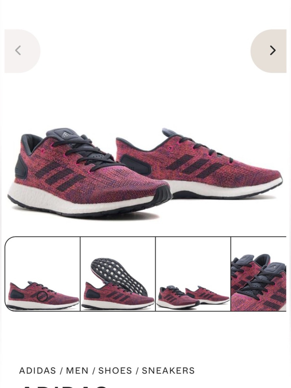 Like New Adidas Pure Boost DPR Noble Ink men’s size 6 1/2. Pink and purple knit.